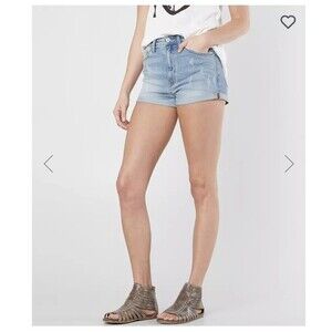 KanCan Denim Shorts Womens 27 Distressed Blue Stretch Mid Rise Jean Shorts